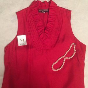 Vineyard Vines Silk Red dress with ruffle neck